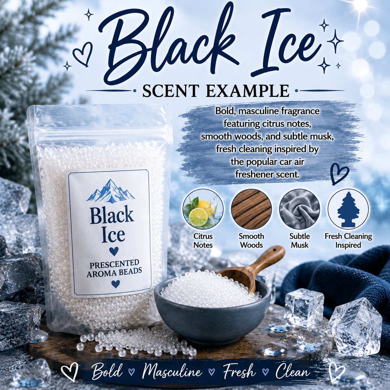 Black Ice Type Pre-Scented Aroma Beads
