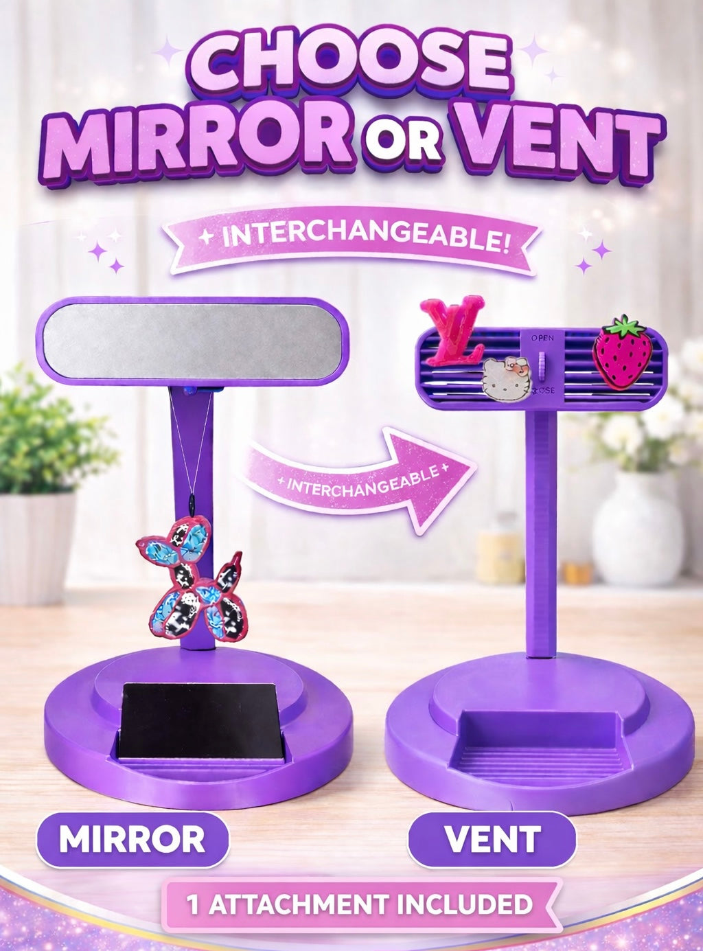 Freshie Display Mirror Stand/Mirror and Vent Display/3D Printed Freshie Display/Interchangeable Freshie Stand