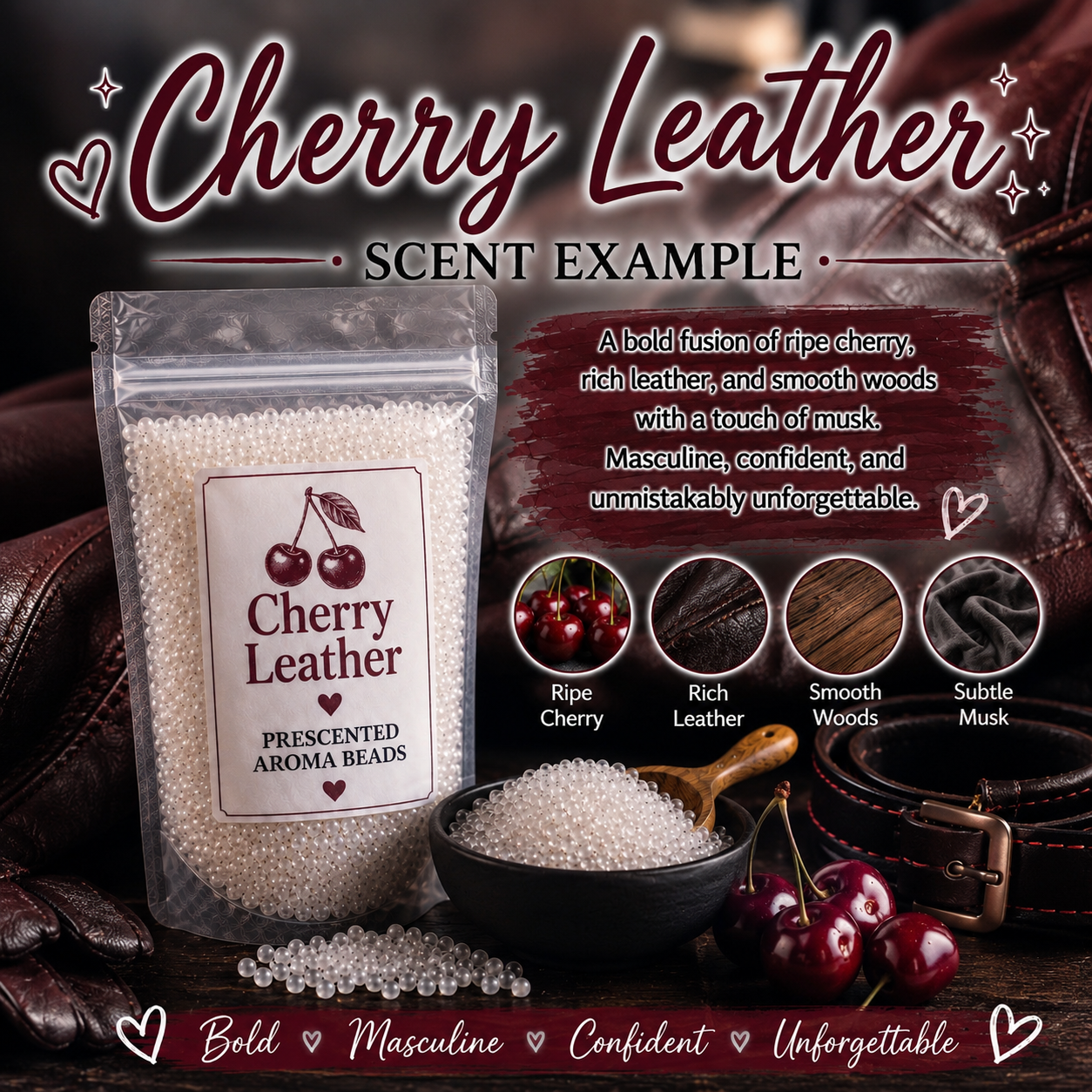 Cherry Leather Type Pre-Scented Aroma Beads