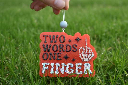 Two Words One Finger Car Freshie Scent: Strawberry Poundcake