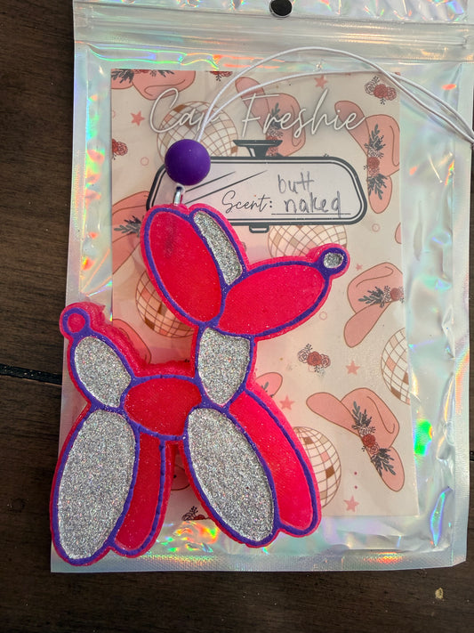 Balloon Dog Car Freshie Scent Butt Naked